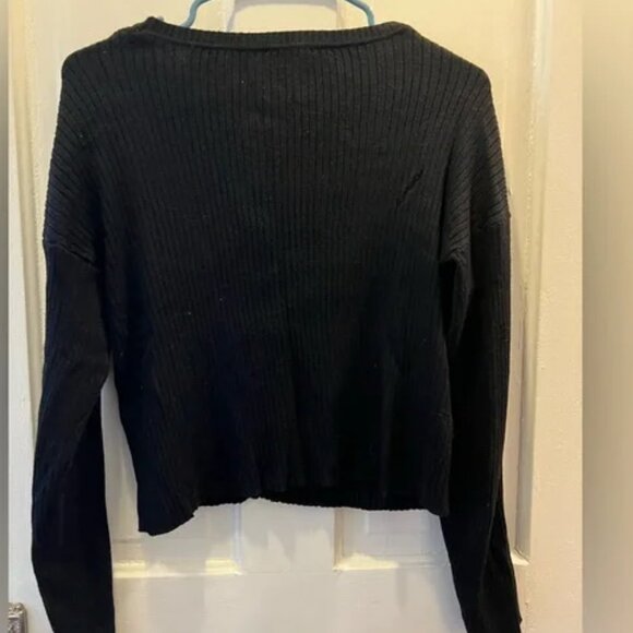 Loose Knit Button up Black Cardigan - Picture 2 of 2